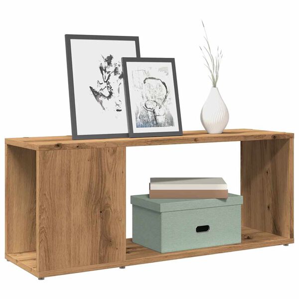 vidaXL Meuble TV ch&ecirc;ne artisanal 80x24x32 cm bois d'ing&eacute;nierie