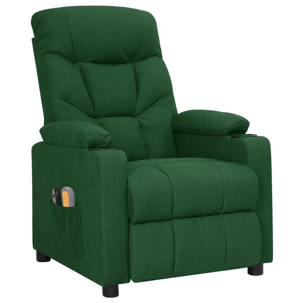 vidaXL Fauteuil électrique de massage Vert foncé Tissu