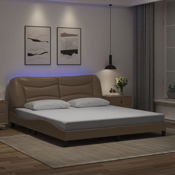 vidaXL Cadre de lit avec LED sans matelas Hvar cappuccino 180x200 cm