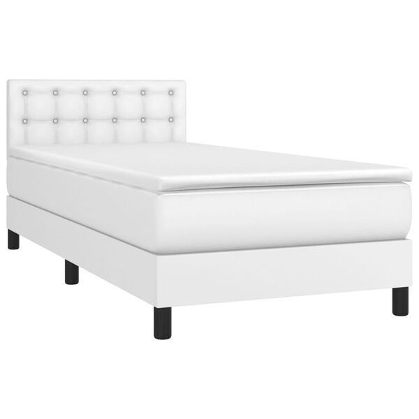 vidaXL Sommier &agrave; lattes de lit avec matelas et LED Blanc 90x190cm