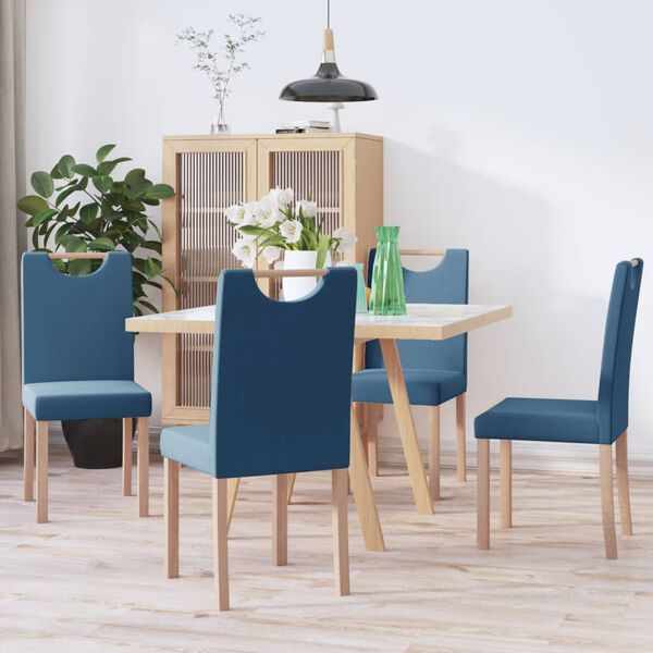 vidaXL Chaises &agrave; manger lot de 4 bleu tissu