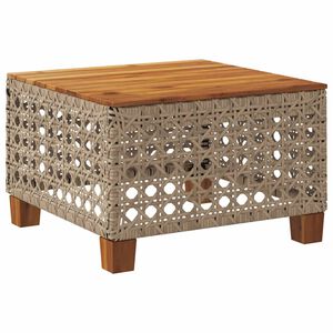 vidaXL Table de jardin beige 55x55x36 cm r&eacute;sine tress&eacute;e et bois acacia