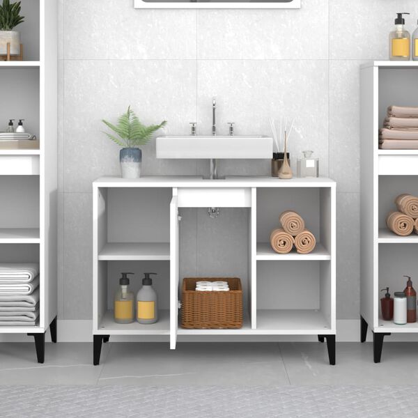 vidaXL Meuble d'évier blanc 80x33x60 cm bois d'ingénierie