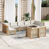 vidaXL Salon de jardin avec coussins 9 pcs beige r&eacute;sine tress&eacute;e