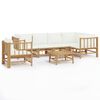 vidaXL Salon de jardin 7 pcs avec coussins blanc cr&egrave;me bambou