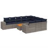 vidaXL Ensemble de canap&eacute; de jardin 11 pcs avec coussins gris r&eacute;sine tress&eacute;e