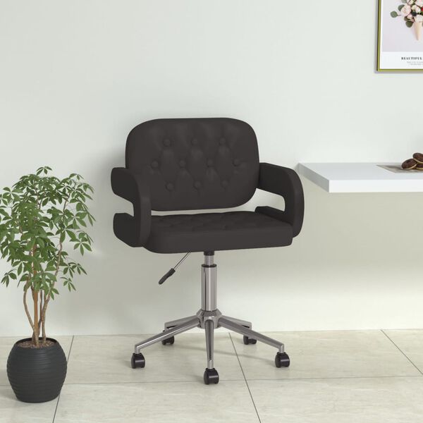 vidaXL Chaise pivotante de salle &agrave; manger Noir Similicuir