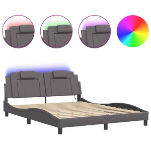 vidaXL Cadre de lit Viana avec LED sans matelas gris 160x200 cm