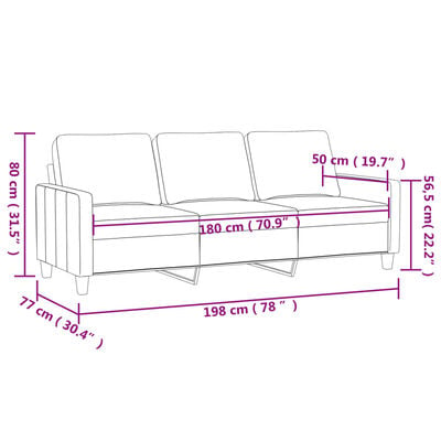 vidaXL Canapé à 3 places Marron 180 cm Tissu