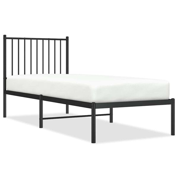 vidaXL Cadre de lit métal sans matelas avec tête de lit noir 75x190 cm