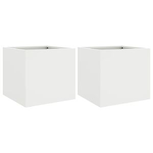 vidaXL Jardini&egrave;res 2 pcs blanc 32x30x29 cm acier