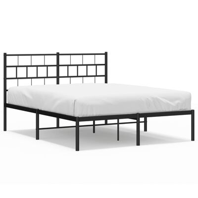 vidaXL Cadre de lit métal sans matelas avec tête de lit noir 120x190cm