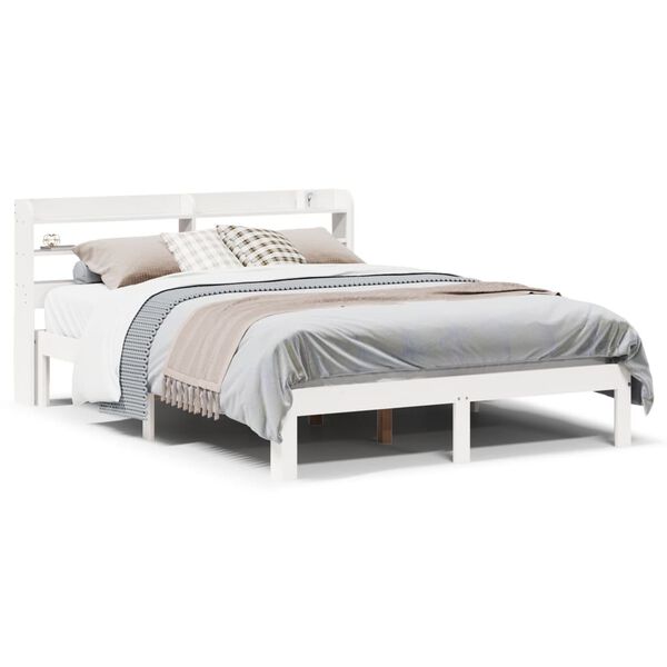 vidaXL Cadre de lit avec t&ecirc;te de lit sans matelas blanc 140x190 cm