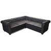 vidaXL Canap&eacute; d'angle Chesterfield 5 places Cuir synth&eacute;tique Noir
