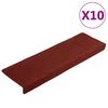vidaXL Tapis d'escalier autocollants 10 pi&egrave;ces 65 x 21 x 4 cm Bordure rectangulaire rouge bordeaux