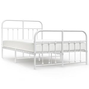 vidaXL Cadre de lit m&eacute;tal sans matelas et pied de lit blanc 120x200 cm