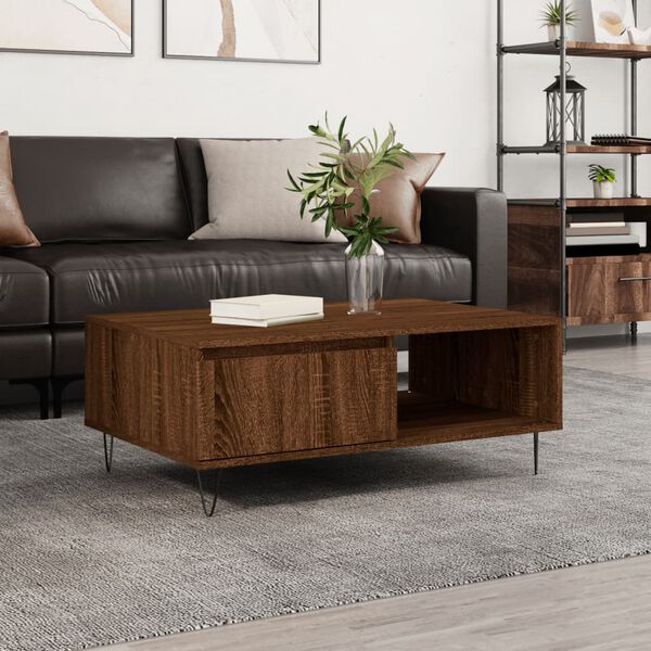 vidaXL Table basse ch&ecirc;ne marron 90x60x35 cm bois d'ing&eacute;nierie