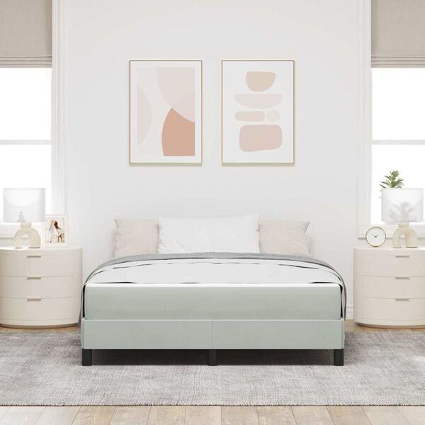 vidaXL Lit &agrave; ressorts avec matelas Gris clair 160 x 220 cm tissu