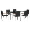 vidaXL Ensemble à manger de jardin 7 pcs noir textilène et acier