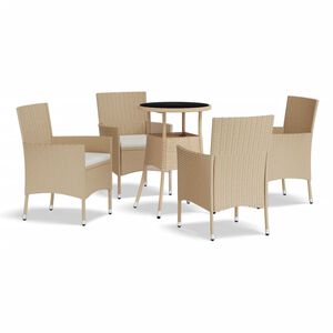 vidaXL Ensemble de bistro de jardin 5 pcs coussins beige poly rotin