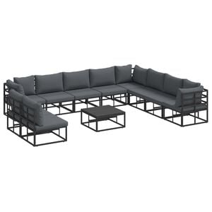 vidaXL Ensemble de canap&eacute; de jardin 11 pc Noir Aluminium