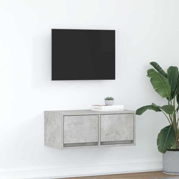 vidaXL Meuble TV gris béton 60x31x25,5 cm bois d'ingénierie