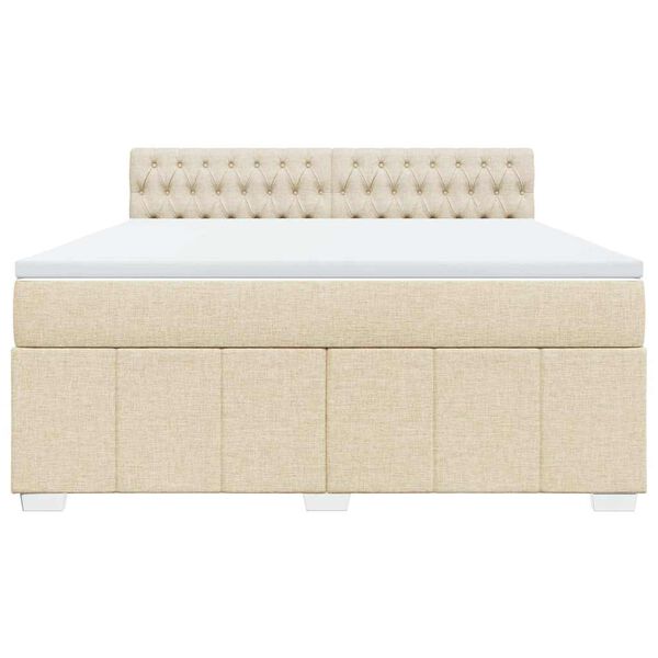 vidaXL Sommier &agrave; lattes de lit avec matelas Cr&egrave;me 180x200 cm Tissu