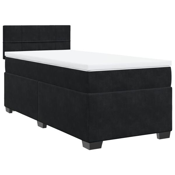 vidaXL Sommier &agrave; lattes de lit avec matelas Noir 90x190 cm Velours