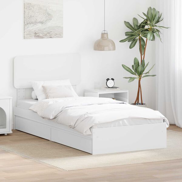 vidaXL Lit de Rangement Blanc 75 x 190 cm Bois d'ing&eacute;nierie