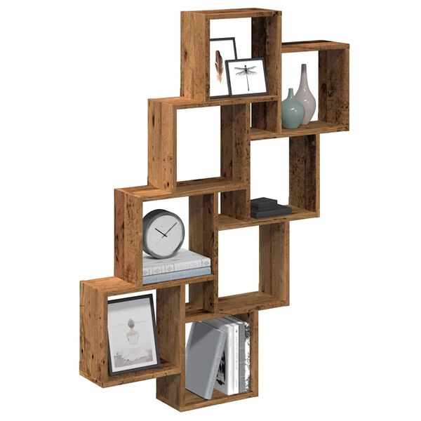vidaXL &Eacute;tag&egrave;re murale en forme de cube vieux bois 90x15x119,5 cm