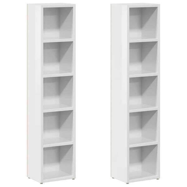 vidaXL Armoires à CD 2 pcs Blanc brillant 21x16x93,5 cm
