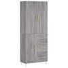 vidaXL Buffet haut Sonoma gris 69,5x34x180 cm Bois d'ing&eacute;nierie