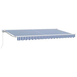 vidaXL Auvent manuel 3,5 x 2 m Ray&eacute; bleu et blanc 100 % polyester