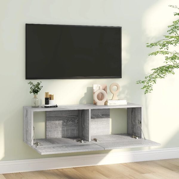 vidaXL Armoire murale TV Sonoma gris 100x30x30 cm Bois d'ingénierie