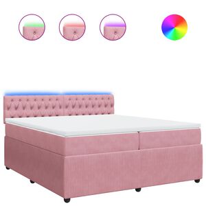 vidaXL Sommier &agrave; lattes de lit avec matelas Rose 200x200 cm Velours