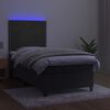 vidaXL Sommier &agrave; lattes de lit avec matelas et LED Gris fonc&eacute; 90x190cm
