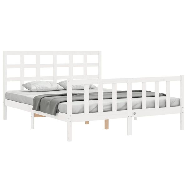 vidaXL Cadre de lit sans matelas blanc bois de pin massif