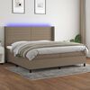 vidaXL Sommier &agrave; lattes de lit matelas et LED Taupe 200x200 cm Tissu