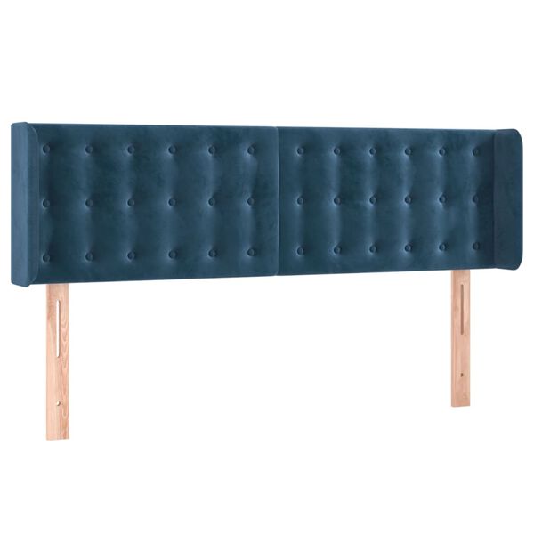vidaXL T&ecirc;te de lit &agrave; LED Bleu fonc&eacute; 147x16x78/88 cm Velours