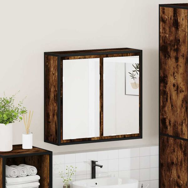 vidaXL Armoire &agrave; miroir de salle de bain ch&ecirc;ne fum&eacute; bois d&rsquo;ing&eacute;nierie