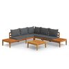 vidaXL Salon de jardin 4 pcs avec coussins gris fonc&eacute; Bois d'acacia