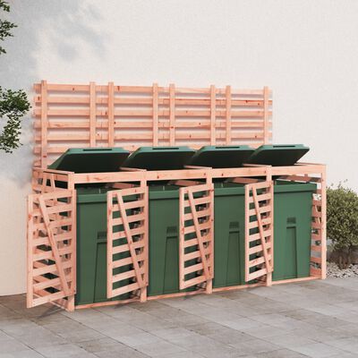 vidaXL Abri pour poubelle quadruple sur roulettes bois massif douglas
