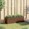 vidaXL Jardini&egrave;re avec 3 pots marron 105x30x32 cm r&eacute;sine tress&eacute;e