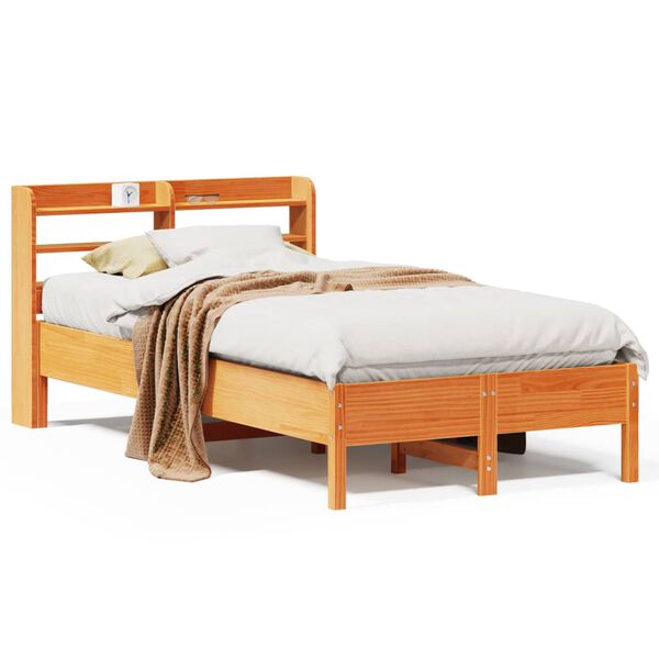 vidaXL Cadre de lit sans matelas cire marron 75x190 cm bois pin massif