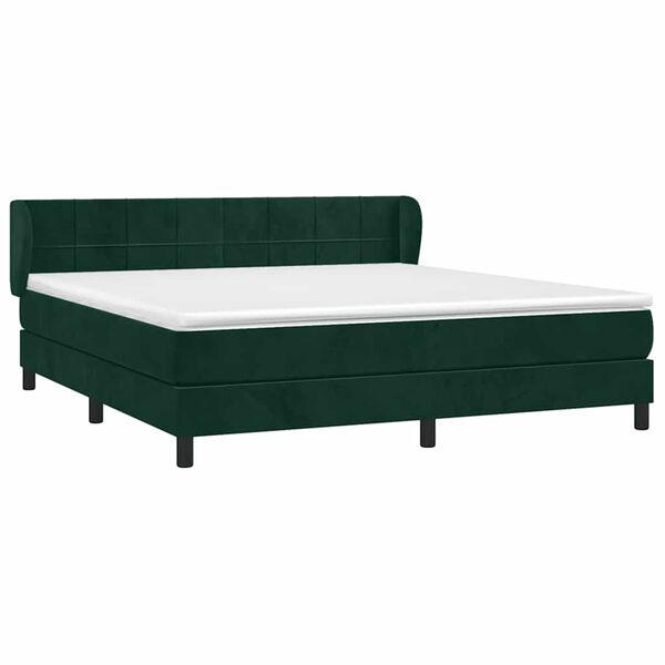 vidaXL Sommier &agrave; lattes de lit et matelas Vert fonc&eacute; 160x200cm Velours