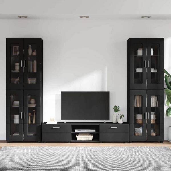 vidaXL Ensemble meuble TV avec tiroir FLORIN Noir Bois d'ing&eacute;nierie