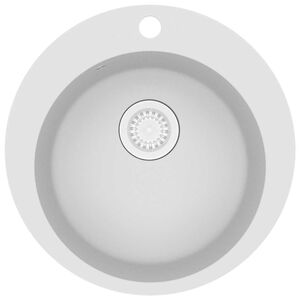 vidaXL &Eacute;vier de cuisine Granit Rond Blanc