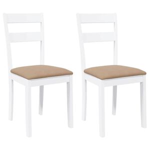 vidaXL Chaises &agrave; manger coussins 2 pcs blanc bois massif caoutchouc