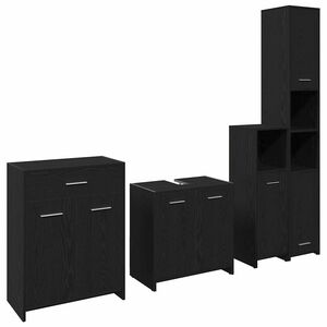 vidaXL Ensemble de mobilier de salle de bain 4 pc Ch&ecirc;ne noir