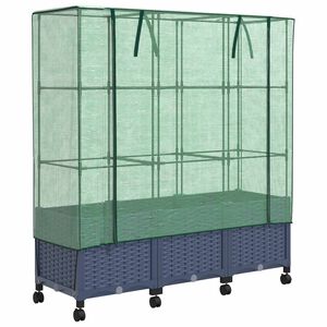 vidaXL Jardini&egrave;re de jardin avec couverture de serre et roues 3 pc PP